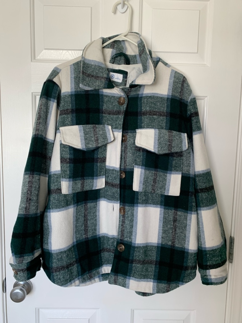 Hurley Green and White Plaid Utility Jacket Size L